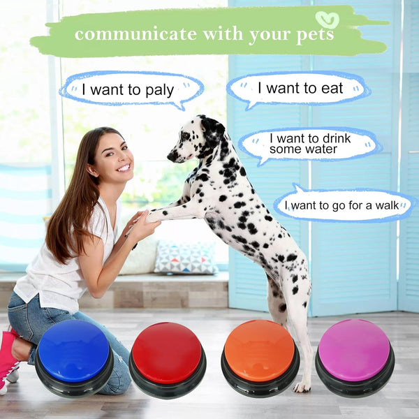 Gelabur Set of 4 Dog Buttons for Communication, Voice Recordable Buttons for Classroom, Dog Training Talking Buttons Starter Set, Pet Easy Speaking Buttons Tools2
