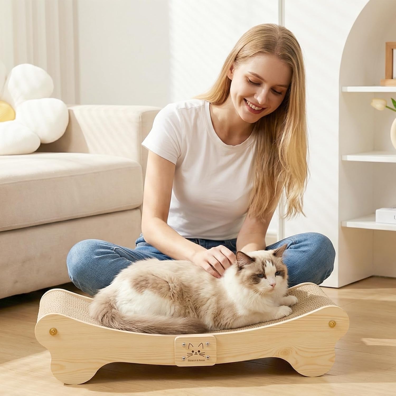 nocoex-sisal-cat-scratcher-bed-wood-scratch-board-hammock-for-indoor-cats-natural-solid-wood-curved-frame-lounger-sleep-scratching-pad-post-large-cats-45-lbs-easy-assembly-modern-furniture-protector