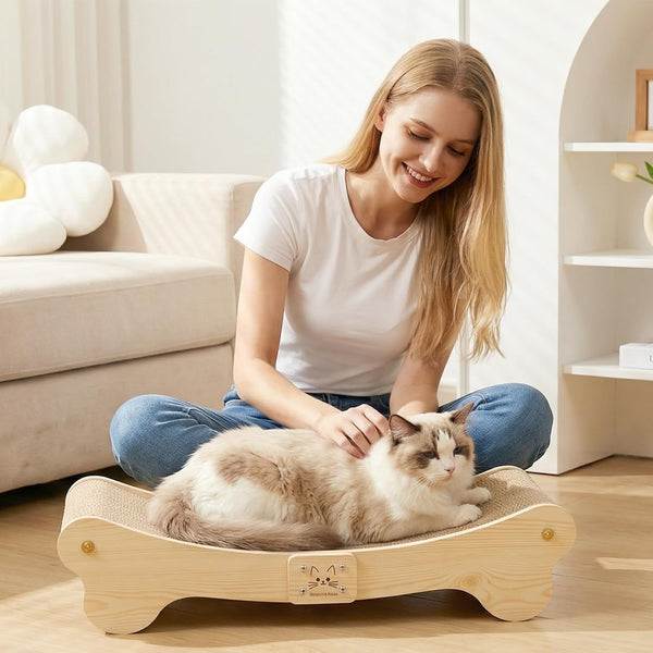 NOCOEX Sisal Cat Scratcher Bed: Wood Scratch Board Hammock for Indoor Cats | Natural Solid Wood Curved Frame Lounger Sleep Scratching Pad Post Large Cats 45 Lbs, Easy Assembly Modern Furniture Protector8