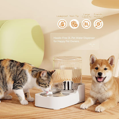 JUNSPOW Automatic Cat Water Dispenser with Stainless Steel Bowl | Dog Water Bowl Dispenser Adjustable Water Dispensing, Auto Pet Waterer for Cats and Dogs3