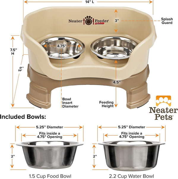 Neater Feeder Deluxe Mess-Proof Elevated Dog Bowls for Small Dogs (Up to 19 Lbs), 2 Height Adjustable (6” & 7.5”) No-Spill Raised Dog Bowl Stand, Stainless Steel Food Bowl Set, Made in USA, Cappuccino8