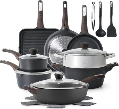 Pots and Pans Set Nonstick, 20 Pcs Induction Cookware Sets, Non-Toxic Healthy Non Stick Kitchen Cooking Set with Stay-Cool Handles, PFOA PFOS Free, Black1