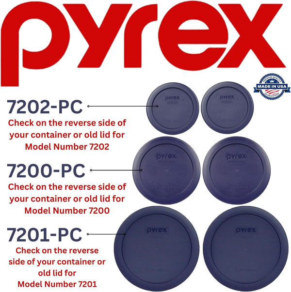 6 Piece Blue Food Storage Lid Set - Made in USA | Bpa-Free Plastic | round Shapes | Fits 7202 | 7200 & 7201 Glass Bowls | Dishwasher Safe2