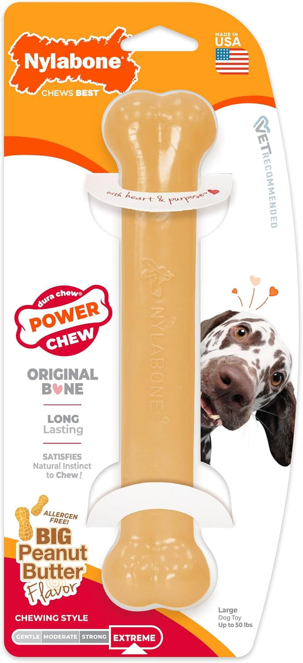 Nylabone Original Bone Power Chew Toys for Dogs, Durable & Tough Dog Toys for Aggressive Chewers, Long Lasting Chicken, Bacon, and Peanut Butter Flavor, Small - up to 25 Lbs, 1 Count | Peanut Butter, Chicken, and Bacon Flavor, Durable Dog Toys for Aggressive Chewers, Helps Clean Teeth, for Dogs up to 25 Lbs28