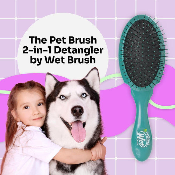 Wet Brush Ultimate Dual-Sided Detangling Brush - Ultra Soft Intelliflex Bristles, Removes Loose Hair & Dirt for Dogs, Cats, Rabbits - Teal2