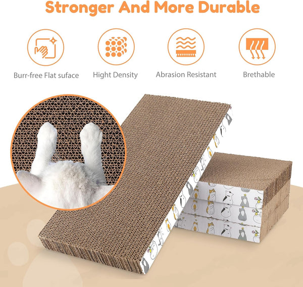 Patiencet Cat Scratch Pad with Box, 4 Pack Cardboard Cat Scratcher Lounge Bed for Indoor Cats, Reversible Corrugated Scratching Board Refill with Catnip5