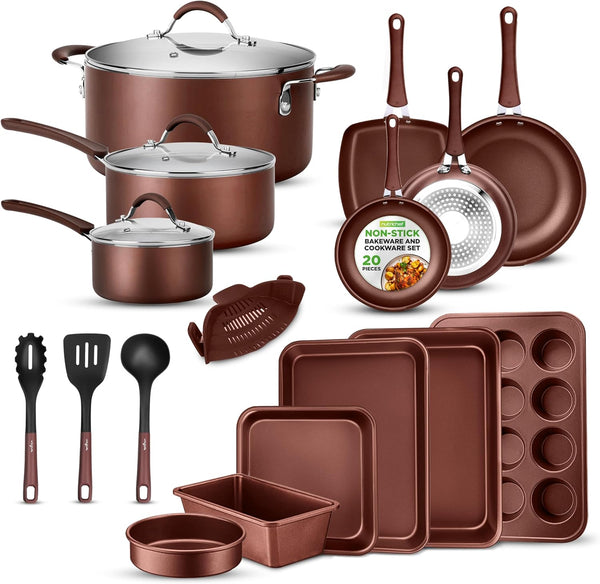 Kitchenware Pots & Pans Set – High-Qualified Basic Kitchen Cookware Set, Non-Stick (20-Piece Set)1