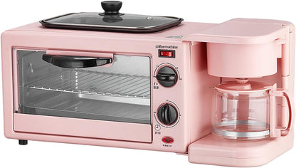 3-In-1 Multifunctional Home Breakfast Machine, Mini Oven, Coffee Maker (Pink)1