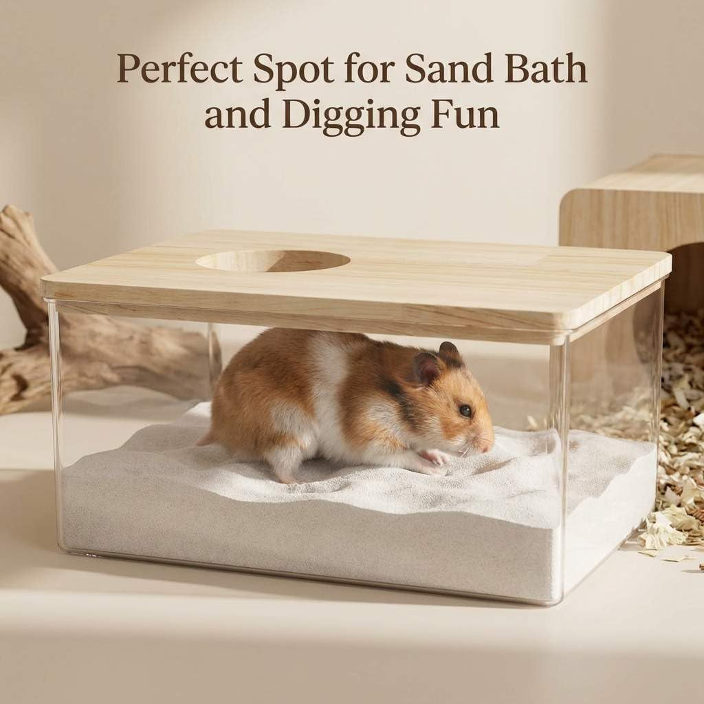 qwork-hamster-sand-bath-box-clear-acrylic-habitat-bath-with-wooden-lid-for-dwarf-hamsters-digging-grooming