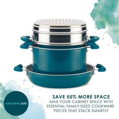 8-Piece Aluminum Cookware Set, Teal Shimmer5