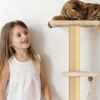 4 Pcs M8 Cat Scratching Post Replacement 11.8X3.5'' Sisal Pole Cat Tree Climbing Post Replacement with Screw, Refill Scratcher Pole for Indoor Kitten Tree Tower Spare Pet(Primary Color)4