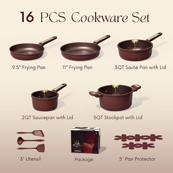 Cookware Sets, Pots and Pans Set Non Stick, 16Pcs | Cooking Set with Silicone Lids, Dishwasher Safe, Space Saving, Fit All Stovetops, Stay-Cool Handle2