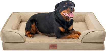 Comfort Expression Orthopedic Dog Bed for Extra Large Dogs with Bolster | Waterproof Dog Couch Bed with Washable Cover & Non-Slip Bottom, Supportive Egg Crate Foam XL Pet Bed, 42X30 Inch131