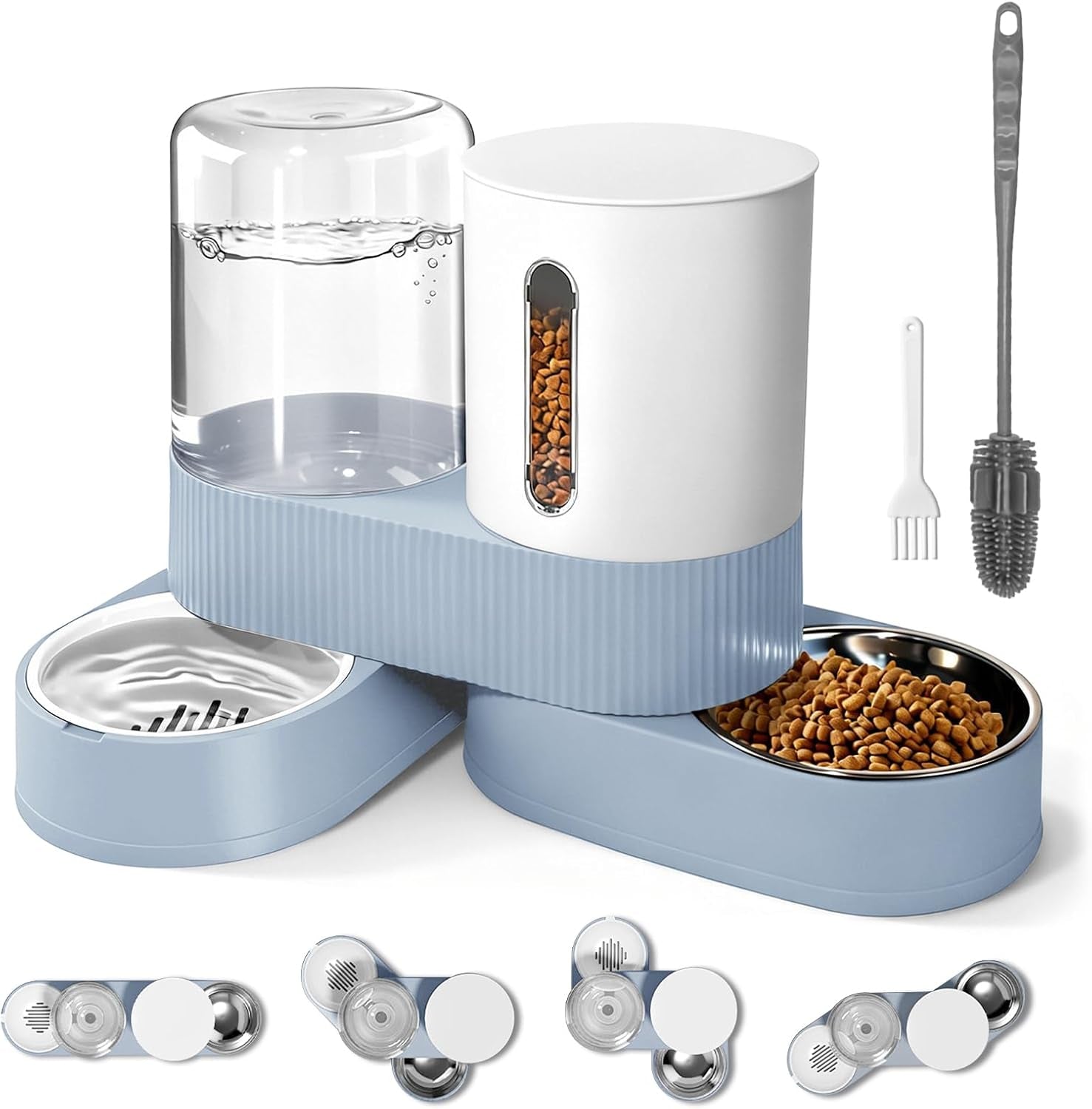 2-in-1-automatic-gravity-cat-dog-feeder-and-water-dispenser-with-304-stainless-steel-bowls-360-degree-rotatable-auto-food-with-2-specialized-brushes-for-small-medium-pet-dog-puppy-kitten-gray