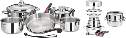 A10-360L-IND 10 Piece Stainless Steel Nesting Cookware Set | Compact Pots & Pans for Boats, Rvs, Camping & Home. Stackable, Space-Saving, Induction Cooktop Ready. Durable.3