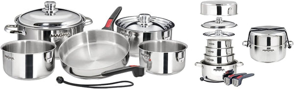 A10-360L-IND 10 Piece Stainless Steel Nesting Cookware Set | Compact Pots & Pans for Boats, Rvs, Camping & Home. Stackable, Space-Saving, Induction Cooktop Ready. Durable.3