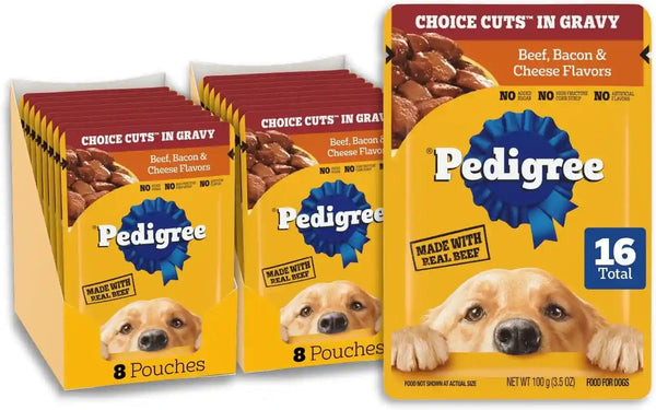 Pedigree Choice Cuts Wet Dog Food Pouch, Protein Variety, 3.5 Oz, 30 Count | Beef, Chicken & Filet Mignon, No Added Sugars or Artificial Flavors, 36 Vitamins & Minerals, 50%+ Water, Complete & Balanced20