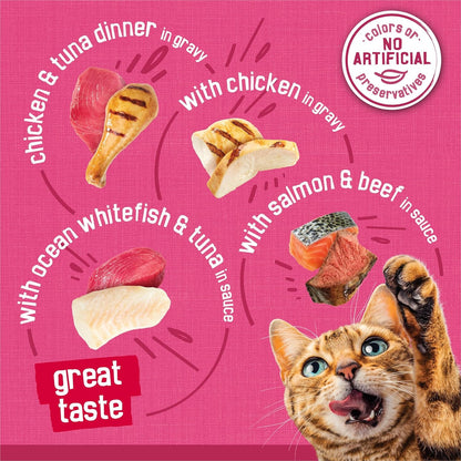 Purina Friskies Prime Filets Cat Food Variety Pack, 40 Pack 5.5 Oz Cans | Surfin' and Turfin' Wet Cat Food Favorites in a Savory Gravy, Made with Real Meat, Poultry and Seafood5