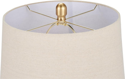 Home 23" Greyish Brown Earth Tone Rustic Farmhouse Ceramic Table Lamp for Bedroom, Living Room, Dining, Office, with Beige Linen Shade7