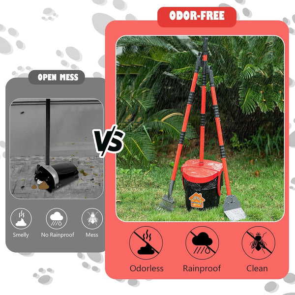HUZSV Dog Pooper Scooper with Bag Attachment&Swivel Bin | Heavy Duty Metal Rake and Spade Set,Non-Breakable Poop Scoop for Large & Small Dogs ,100 Waste Bags for Grass, Dirt & Gravel5