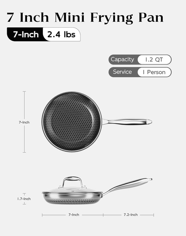 Frying Pan Nonstick with Lid, Honeycomb, Pfas-Free, All Cooktops | Non Stick Frying Pans, Induction Cookware, Pfas-Free Coating; Lid & Stay-Cool Handle; Even Heating; All Cooktops2