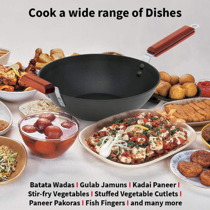 Futura  Nonstick Wok Stir Fry/Deep Fry Pan with 2 Stay Cool Rosewood Handles, 11.5", Black5