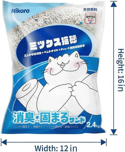NIKORO Tofu Cat Litter,Strong Clumping Cat Litters,Odor Control and Unscented Ultra Absorbent Water Flushable Tofu Cat Litter,Dust Free Scent Free,21 Lbs(5.29 Lbs×4Bags)9