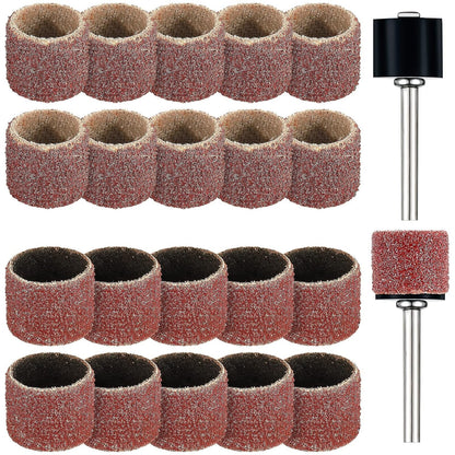 22 Pet Nail Grinder Replacement Kit with Grit Sanding Bands Pet Smoother Claw Care Black Grinding Drums Dog Nail Grinder Replacement Dog Claw Grooming Supplies(1/2 Inch 60 Grit and 100 Grit)1