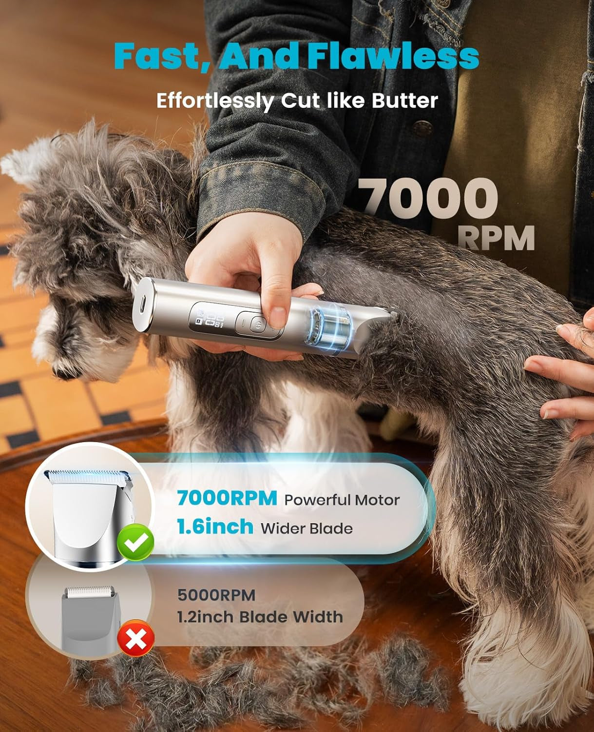 oneisall-4-in-1-dog-grooming-kit-with-lcd-display-paw-hair-trimmer-nail-grinder-rechargeable-cordless-low-noise-ipx7-waterproof-3-speeds-pet-grooming-clippers