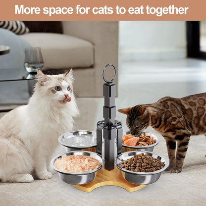 Elevated Cat Bowls 3 Adjustable Height 4 Stainless Steel Cats&Dogs | Pet Elevated Raised Cat Food and Water Bowls 3 Adjustable Heights 4 Stainless Steel Bowls for Indoor Cats Small Dogs2