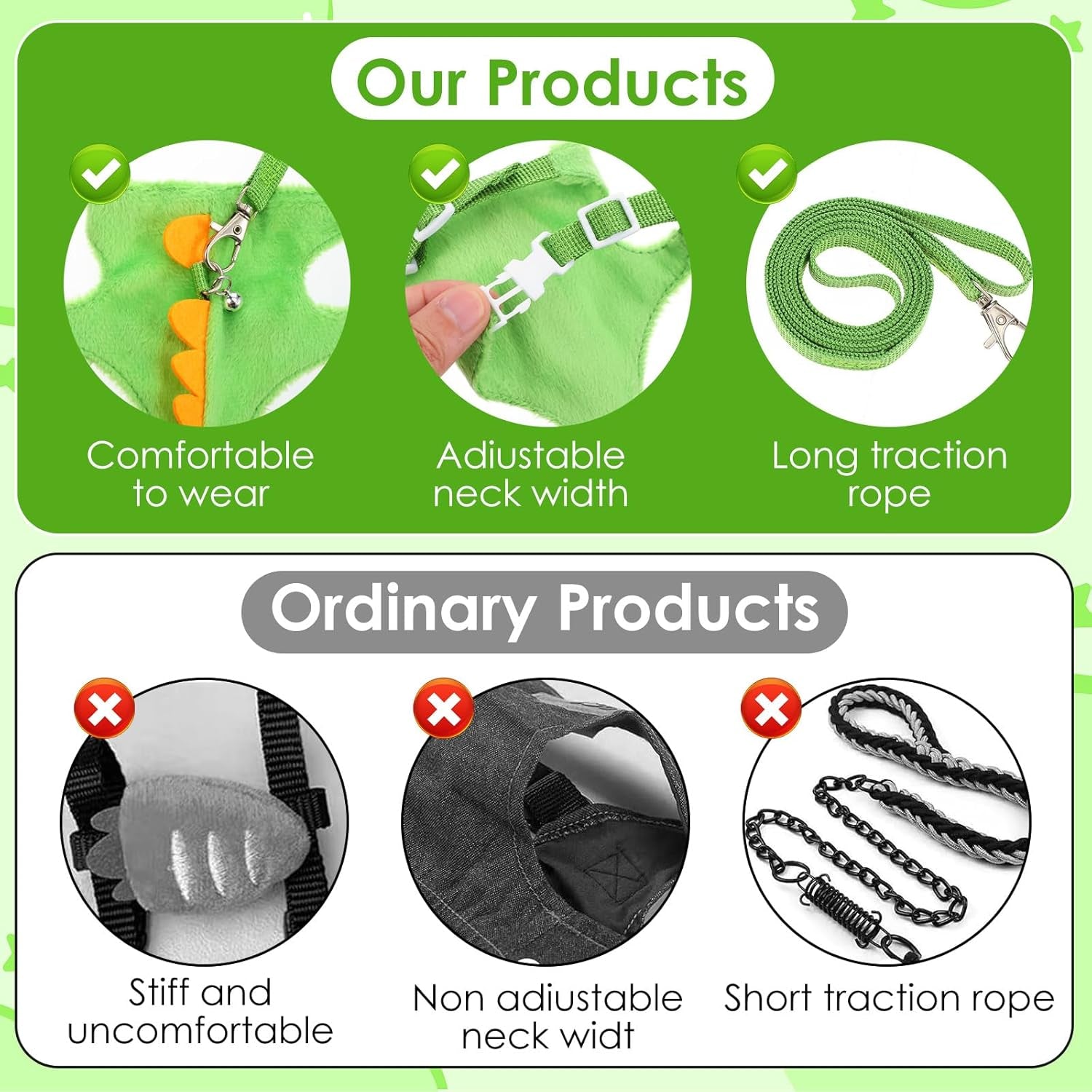 ferret-harness-and-leash-set-small-animals-vest-harness-with-safe-bell-dinosaur-shaped-leash-set-for-baby-rabbit-guinea-pig-teacup-chihuahua-mouse-and-other-small-pet