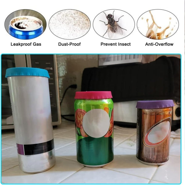 6 Pack Silicone Soda Can Lids, 6 Color Bpa-Free Reusable Silicone Can Covers, Can Stopper or Protector for Soda, Beer, Drink, Juice, Coke, Beverage, Fits Standard Cans3