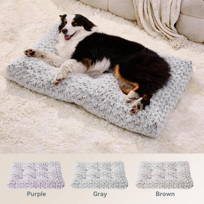 Orthopedic Dog Bed for Dogs, Calming Plush Dog Mat with Thick Cushion Support, Washable Fluffy Pet Bed with Non-Slip Bottom, Soft Indoor Dog Crate Bed (Gray, 41.0" L X 27.0" W X 4.0" Th)7