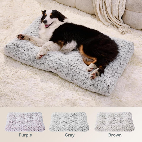 Orthopedic Dog Bed for Dogs, Calming Plush Dog Mat with Thick Cushion Support, Washable Fluffy Pet Bed with Non-Slip Bottom, Soft Indoor Dog Crate Bed (Gray, 41.0" L X 27.0" W X 4.0" Th)7
