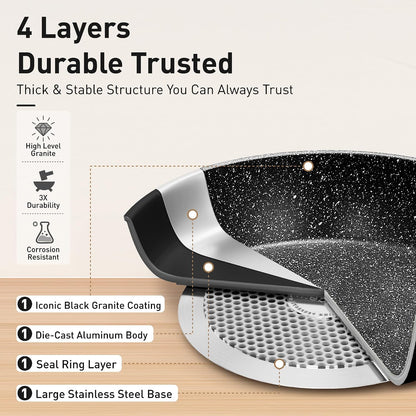 30 Pcs Pots and Pans Set Non Stick, Granite Induction Cookware | Compatible with All Cooktops, 100% PFOA, PFOS, and Toxin-Free, Even Heat Distribution3