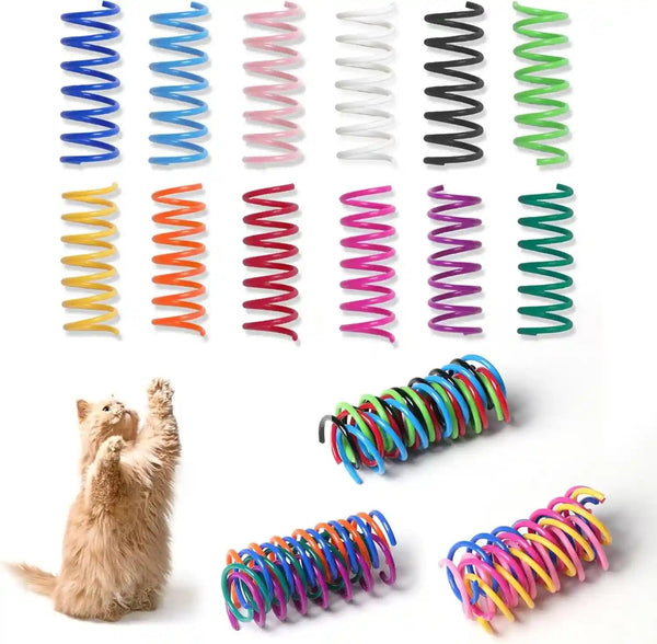 12PCS 12Colors Cat Spring Toys for Indoor Cats | Interactive Coil Springs for Self Play, Heavy Plastic Cat Spiral Spring, Hunting, Biting, Swatting Creative Kitten Toy.1
