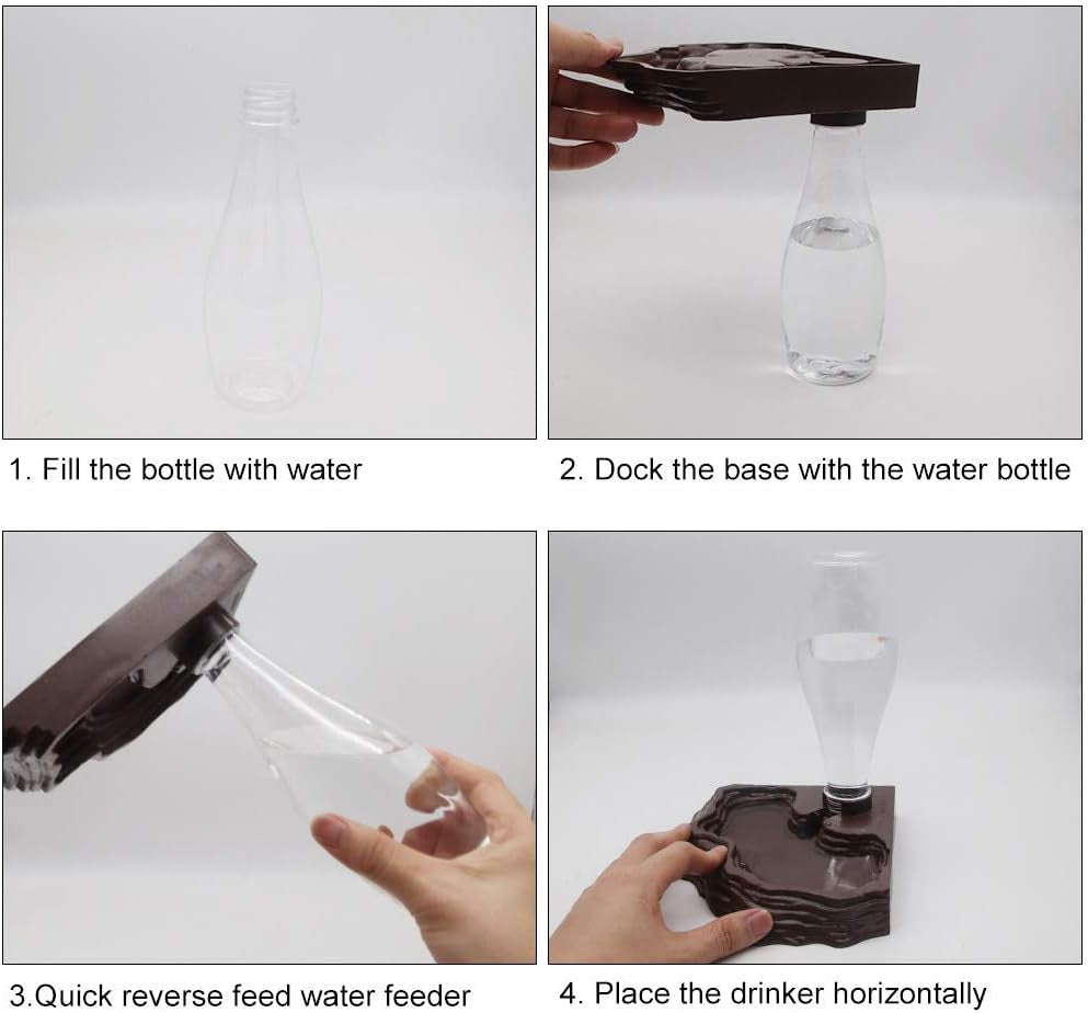 slson-reptile-water-feeder-automatic-water-dispenser-waterer-13-5oz-feeding-accessories-for-turtle-bearded-dragons-lizards-geckos-for-terrarium-tank-brown
