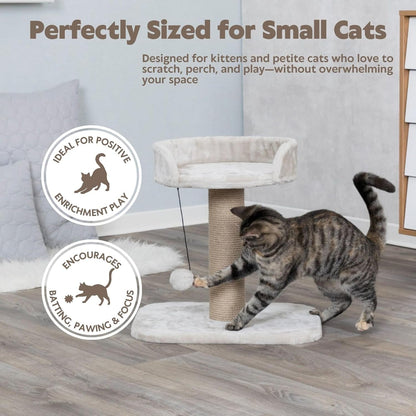 Trixie Mica 18-In Cat Tree for Kittens, Indoor Jute Scratching Post Cat Furniture, Padded Platform, Dangling Toy, Greige2