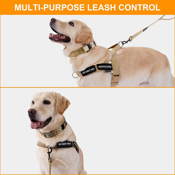 Annchwool No Pull Dog Harness,Heavy Duty Reflective Collar & Leash Set-Leash with Double Handle & Car Seatbelt Clip-Easy Control for Walking Training Medium Large Size Dogs(Brown,L)5