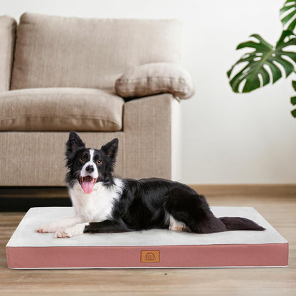 Sunheir Orthopedic Dog Bed for Large Dogs - Big Waterproof Dog Crate Bed with Removable Washable Cover, Egg Crate Foam Support, Anti-Slip Bottom, Deluxe Plush Pet Bed Mat (Grey)11