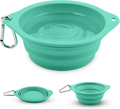 Collapsible Dog Bowl - 800Ml/27 Oz Portable Silicone Travel Water Bowl for Dogs with Carabiner | Foldable, Dishwasher Safe | Hiking, Camping Dog Essentials & Outdoor Pet Feeding - Blue9