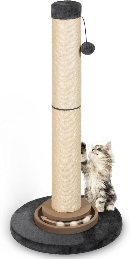 Heavy Duty Cat Scratching Post, 35 Inch Tall Cat Scratcher Cat Tree Tower with Hanging Ball for Indoor Cats Adults,Sisal Scratching Post with Toys8