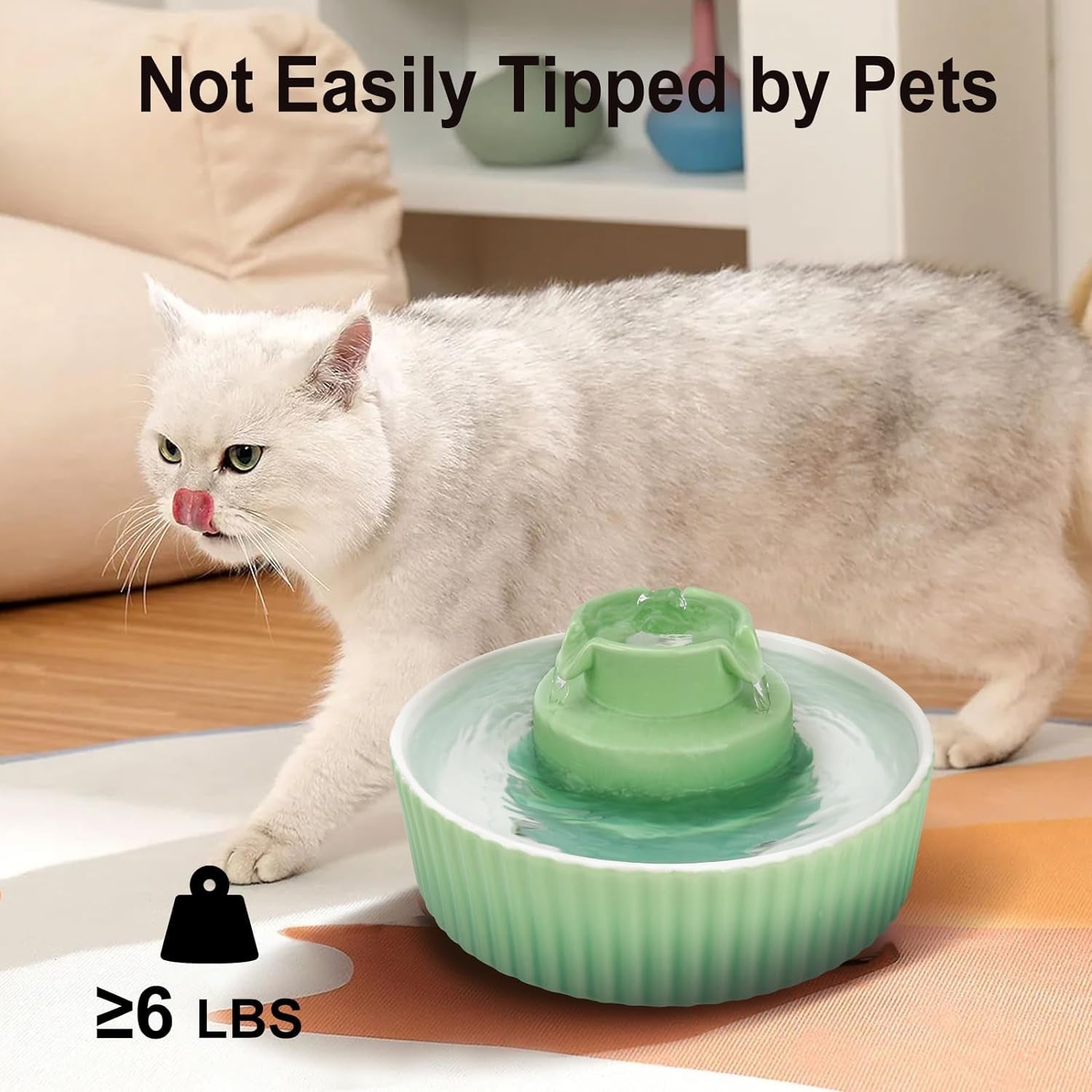 lawfery-ceramic-cat-water-fountain-2-1l-71oz-cupcake-pet-fountain-3-carbon-filters-2-quiet-pumps-heavy-ceramic-body-and-360-drinking-area-drinking-bowl-for-indoor-cats-and-small-dogs