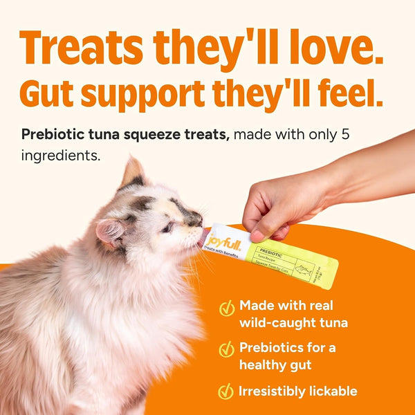 Joyfull Lickable Cat Treats with Prebiotics – Wild-Caught Tuna Squeeze Treats – Supports Digestive Health – 24 Tubes (0.5 Oz Each)2