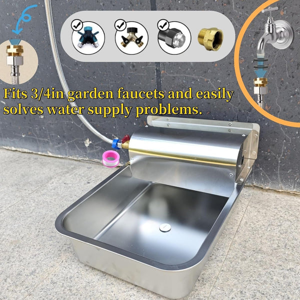 Automatic Dog Water Dispenser,Wide Mouth Design,Water Level Control | 11L Stainless Steel Outdoor Dog Water Bowl,With Float Valve Auto Refill for Dogs, Alpacas & Livestock,With 3/4" Brass Adapter7