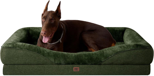 EHEYCIGA Orthopedic XL Dog Bed for Large Sized Dog, 42X30 Inch Extra Large Memory Foam Dog Couch Bed with Sides, Waterproof Liner & Washable Removable Cover, Bolster Pet Sofa, Grey70