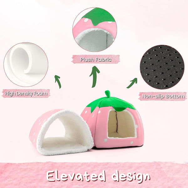 Guinea Pig Hideout with Tunnel, Washable Fleece House Bed | Chinchilla Hideaway, Enrichment Toys, and Cage Accessories for Ferret Hedgehog Small Animal4