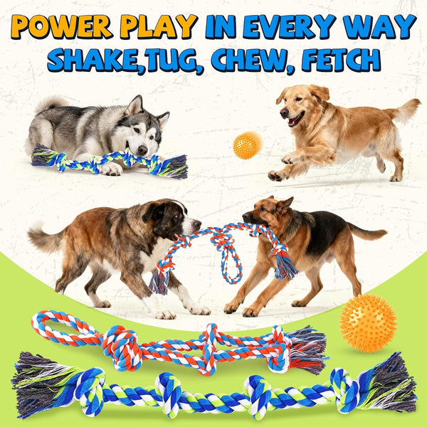 Tough Dog Toys for Aggressive Chewers – 3 Pack Tough Chew Toys for Large Dogs, Strong Rope Toys Ideal for Tug-Of-War & Teeth Cleaning4