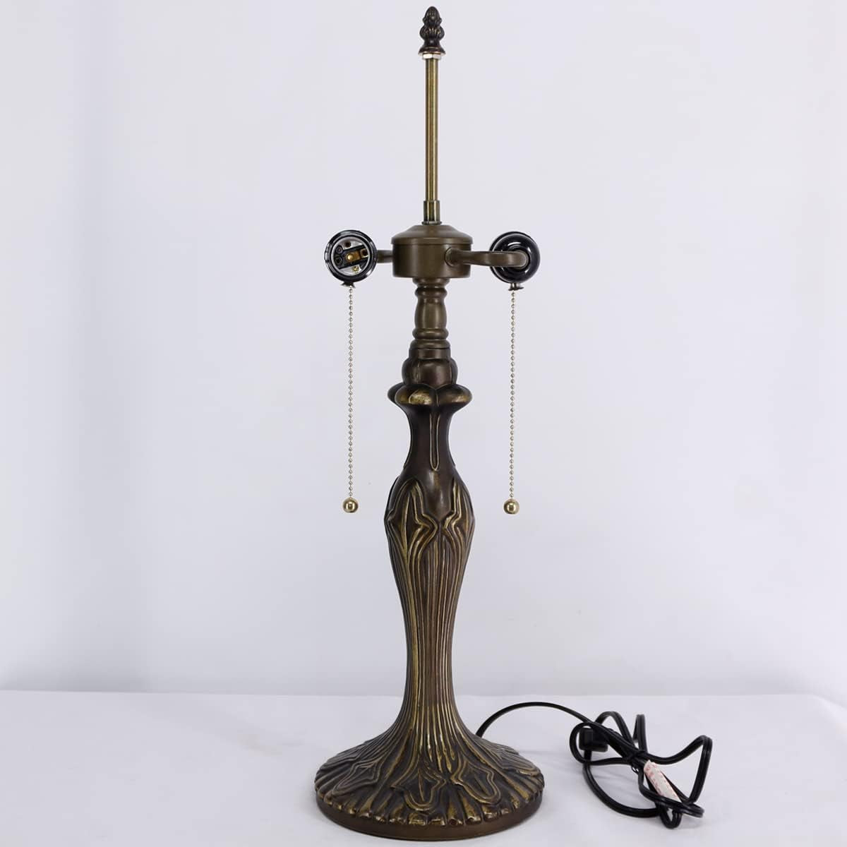table-lamp-base-replacement-only-with-6pcs-bulb-wide-6-5-height-24-inch-fit-for-12-14-16-18-inch-tiffany-style-stained-glass-lampshade-dark-bronze-finish-metal-pull-chain-switch