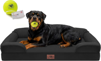 Waterproof Orthopedic Dog Bed for Extra Large Sized Dogs | Memory Foam Pet Bed Sofa with Bolster, Dog Couch with Washable Cover & Non-Slip Bottom, 42X30 Inch, Grey18